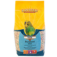 Sun Seed Vita Parakeet Formula with Tropical Fruit is specially prepared to be a part of a well balanced diet. Vita Parakeet is scented with the essence of real orange and fortified with essential vitamins, minerals and the natural goodness of papaya, pineapple, coconut, apple and carrot. 2.5 lb bag 